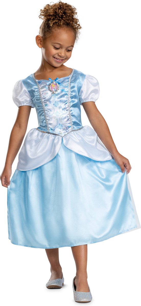 Verkleidung Disney Prinzessin – Aschenputtel, klassisches Aschenputtelkleid, Größe M (7-8 Jahre), Mädchen
