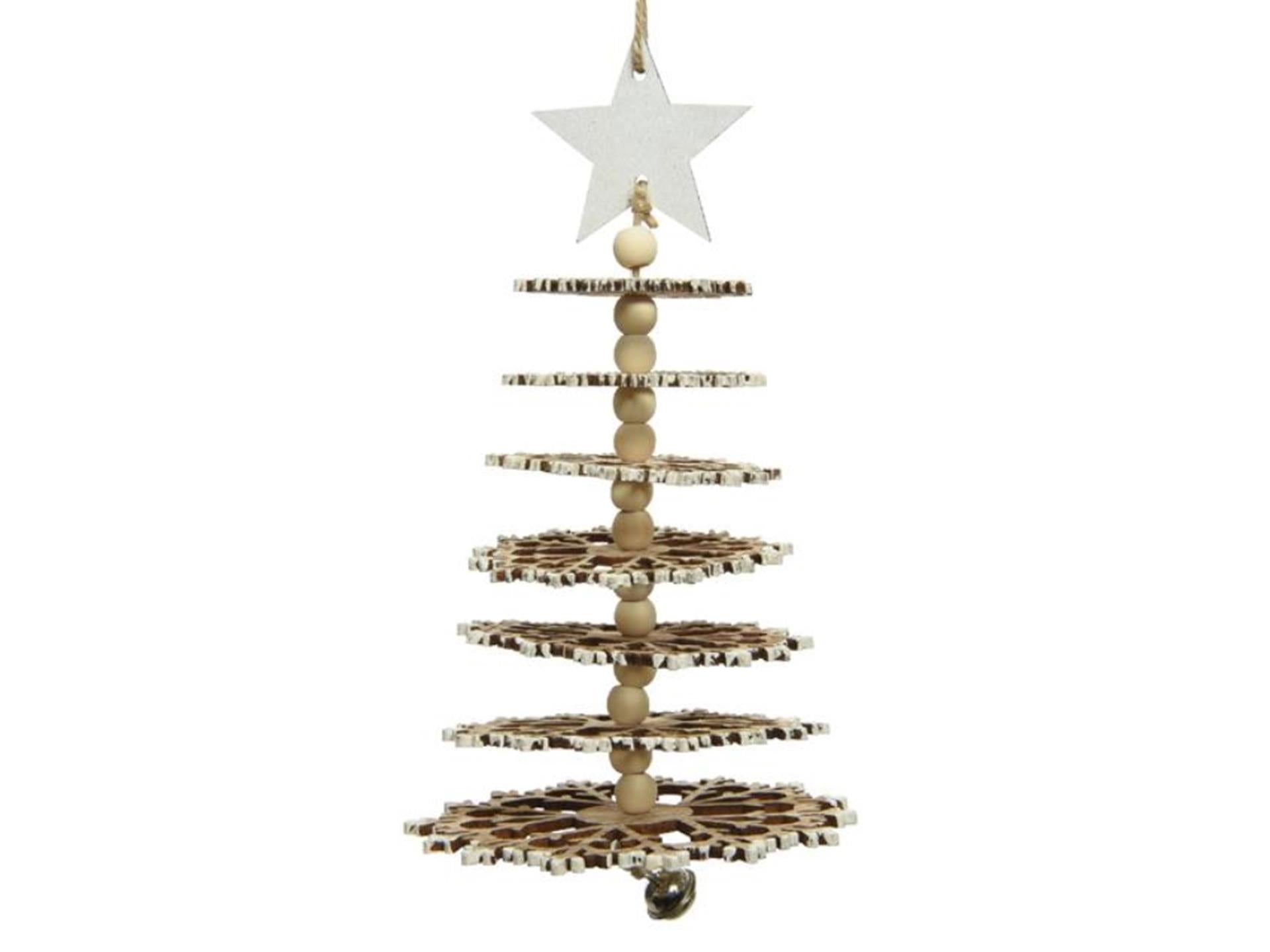 Decoris Weihnachtsanhänger 3D Baum Holz 21cm