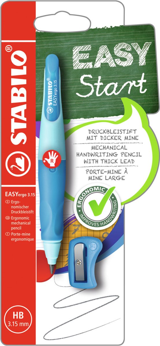 Stabilo 5 x easyergo 3,15mm - Druckbleistift - Rechtshänder - blau dunkelblau -