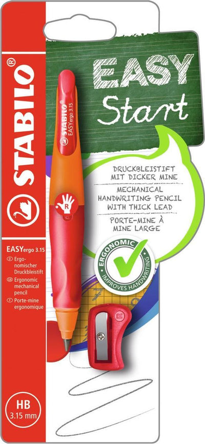 Stabilo easyergo 3.15 – ergonomischer Druckbleistift – Rechtshänder – nachfüllbar – orangerot – extra dicke Bleistiftmine 3,15 mm