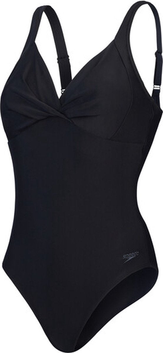 Speedo Shaping Cross Knot 1-teiliger Damen-Sportbadeanzug – Schwarz