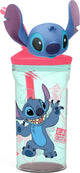 Stor Disney's Stitch Trinkbecher mit Strohhalm – 360 ml – wiederverwendbar – mit 3D-Figur – BPA-frei – Trinkbecher für Kinder ab 4 Jahren – transparent grün