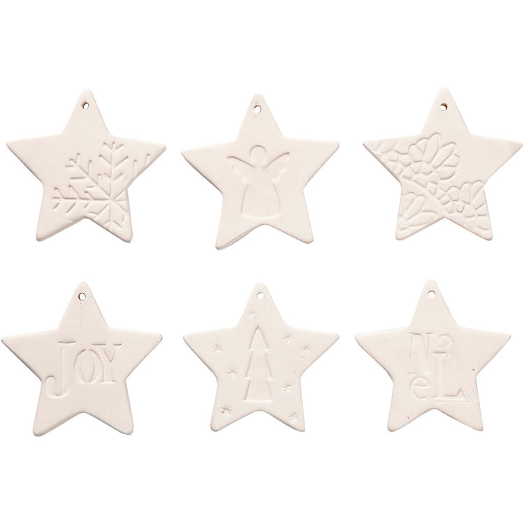Creativ Company Ornamente zum Hängen, Stern, Größe 7x7 cm, weiß, 6 Stück 1 Box