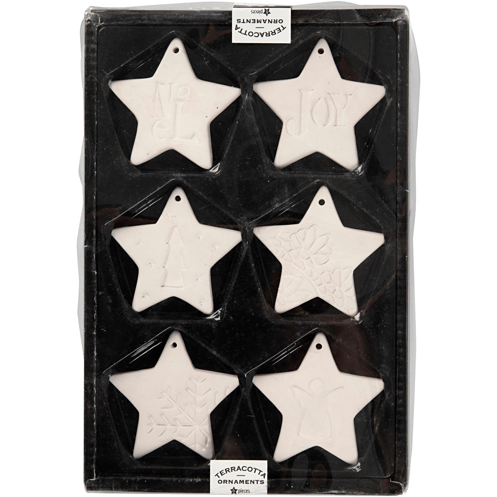 Creativ Company Ornamente zum Hängen, Stern, Größe 7x7 cm, weiß, 6 Stück 1 Box
