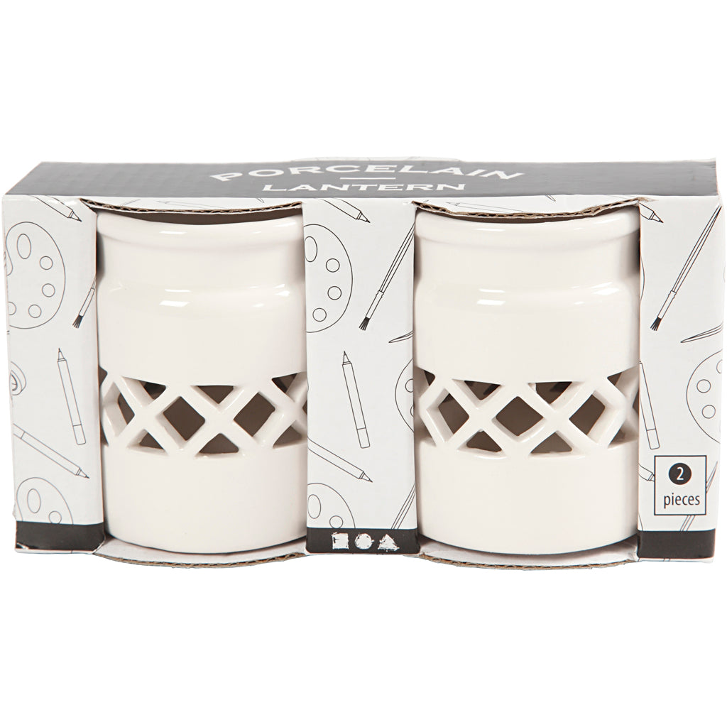 Creativ Company Laterne, H: 8 cm, T 6,2 cm, weiß, 2 Stück 1 Box