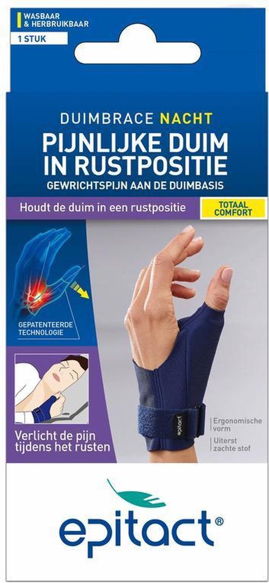 Epitact Daumenorthese Nacht links Größe M – Daumenorthese bei Daumenarthrose und Rhizarthrose – flexible Stütze – waschbar – 1 Stück