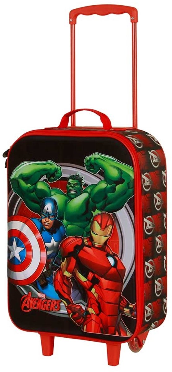 Karactermania – Marvel The Avengers – Reisekoffer – weicher 3D-Trolley, Handgepäck-Koffer – Reisekoffer – Rot