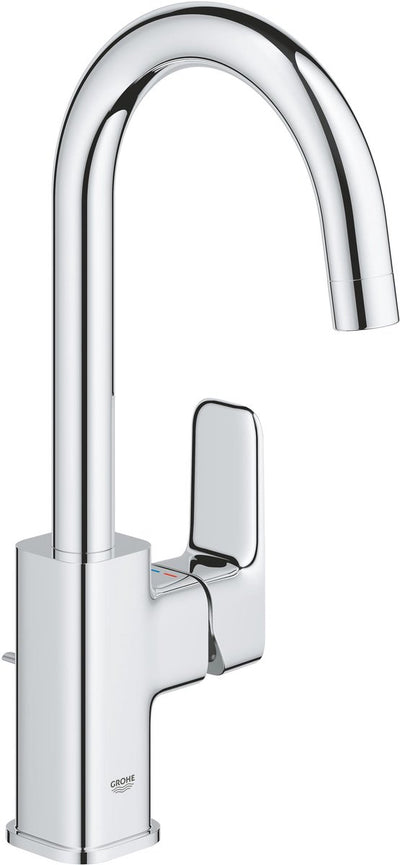 Grohe Dice L-Size-Waschtischmischer – mit Ablaufgarnitur – Energieeinsparung(en) – schwenkbarer Auslauf – Chrom
