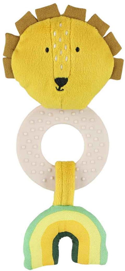 Trixie Beißspielzeug – Mr. Löwe – Silikon-Beißring Crunch – Holzringspiegel – 3m+