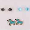 Happy Love Ohrring-Set blaue Pferde 3-teilig