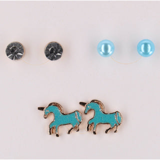 Happy Love Ohrring-Set blaue Pferde 3-teilig