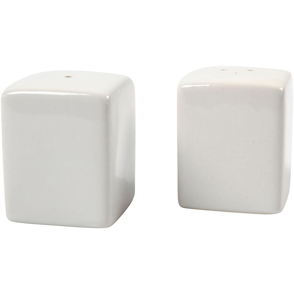 Creativ Company Salzpfeffer -Set, H: 6 cm, Dim 5x5 cm, Glanz, Weiß, 6 Set 1 Box