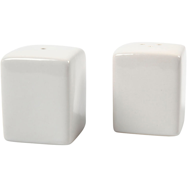 Creativ Company Salzpfeffer -Set, H: 6 cm, Dim 5x5 cm, Glanz, Weiß, 6 Set 1 Box