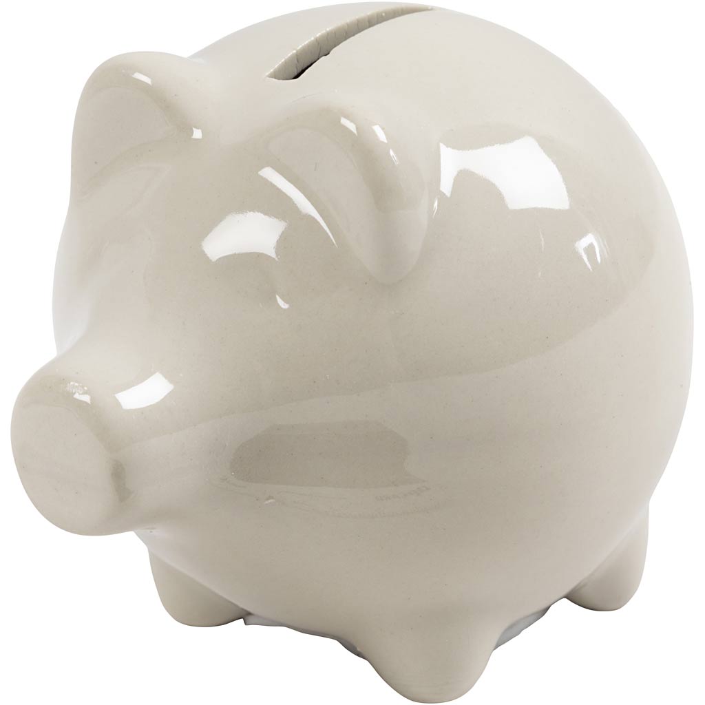 Creativ Company Sparschwein, H: 8 cm, B: 8,5 cm, gebrochenes Weiß, 10 Stück 1 Box