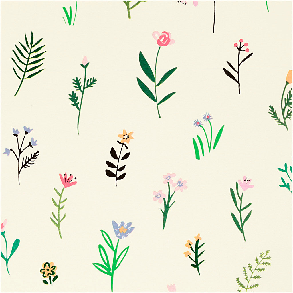 Creativ Company Packpapier, Flora, B: 50 cm, 80 g, 100 m 1 Roll