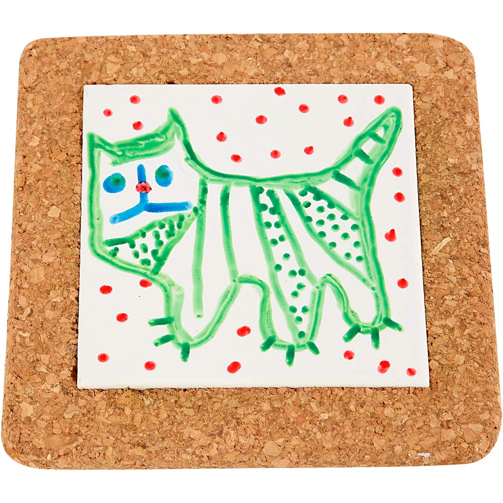 Kreativfirma Untersetzer mit Korkenrahmen, dim 15,5 x 17,5 x 1 cm, weiß, 10 Stück 1 Box