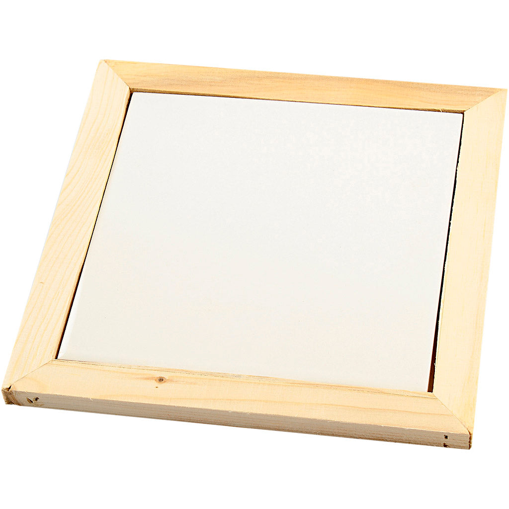 Creativ Company Untersetzer mit Holzrahmen, Größe 15x15 cm, 10 Stück, 1 Box