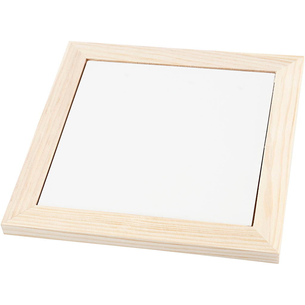 Creativ Company Untersetzer mit Holzrahmen, Maße 18,5x18,5x1,16 cm, 1 Stück
