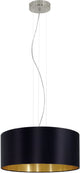 Eglo Maserlo Hängelampe – 3 Lichter – E27 – ø 53 cm – Stoff – Schwarz, Gold