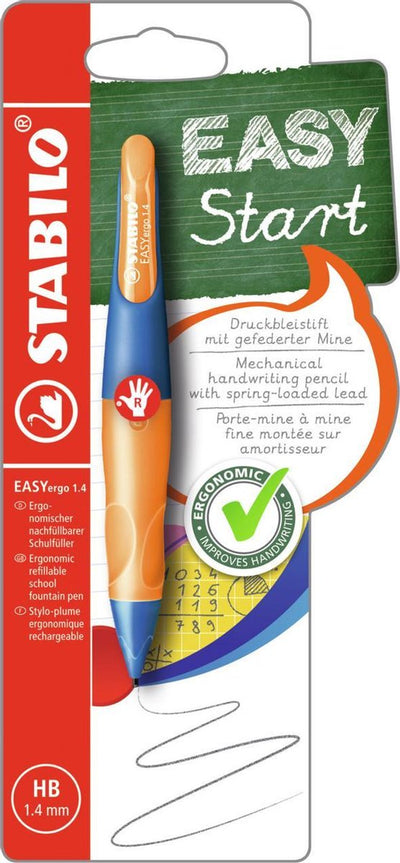 Stabilo easyergo 1.4 - ergonomischer Druckbleistift - Rechtshänder - nachfüllbar - Ultramarin-Neonorange - dünne Bleistiftmine 1,4 mm