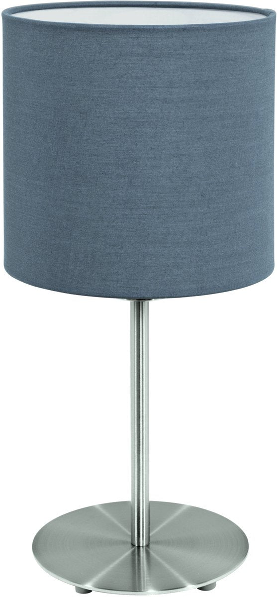 Eglo Pasteri Tischlampe – 1 Licht – E27 – ø18 cm – Stoff – Grau, Anthrazit, Weiß
