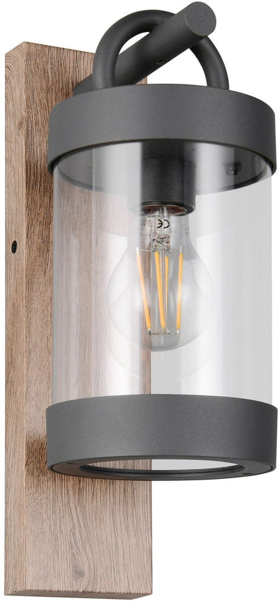 Trio Sambesi - Wandleuchte - Holzelement - exkl. 1x E27 4 W - Dämmerungssensor - Wandmontage - Außenbeleuchtung - IP44