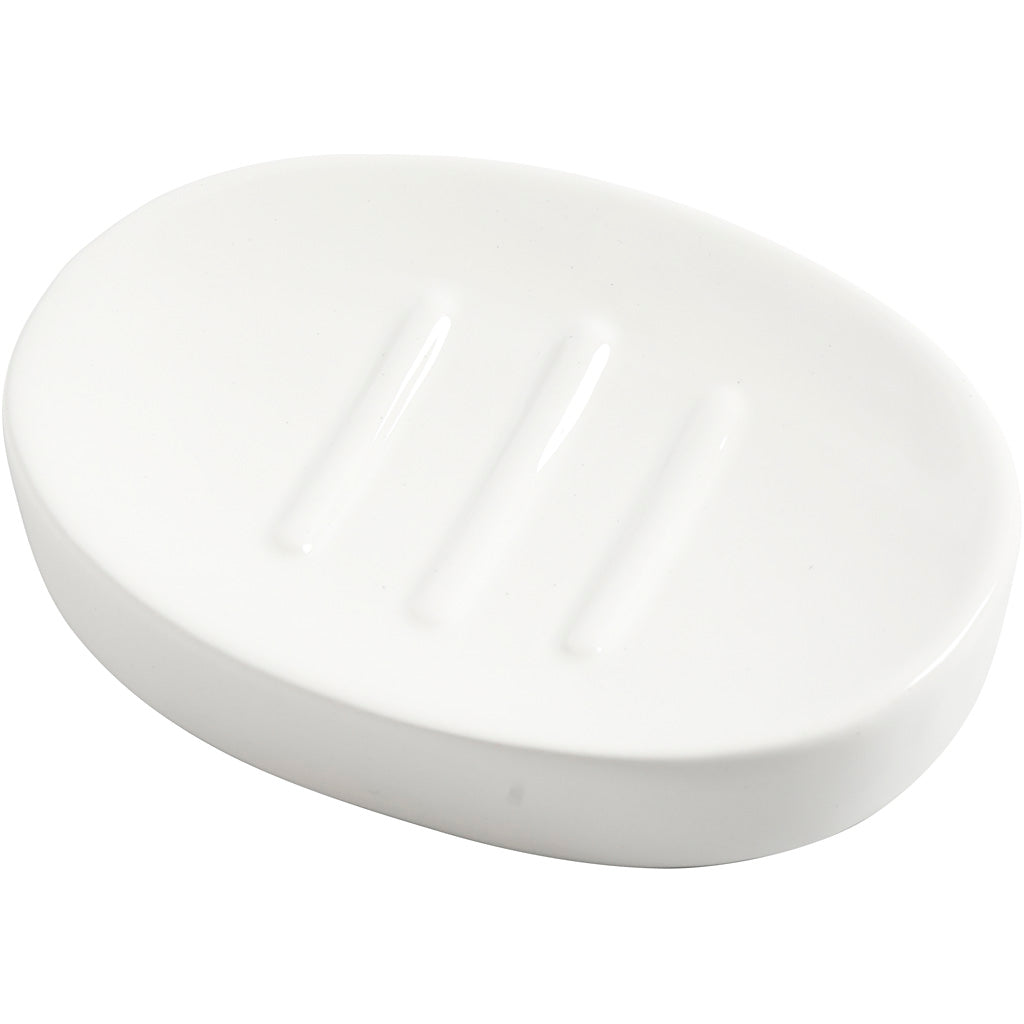 Creativ Company Seifenschale, H: 2,5 cm, L: 13,5 cm, B: 10 cm, weiß, 1 Stück