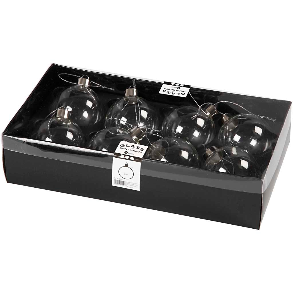 Creativ Company Glasornamente, H: 6,9 cm, T 5,9 cm, transparent, 8 Stück 1 Box