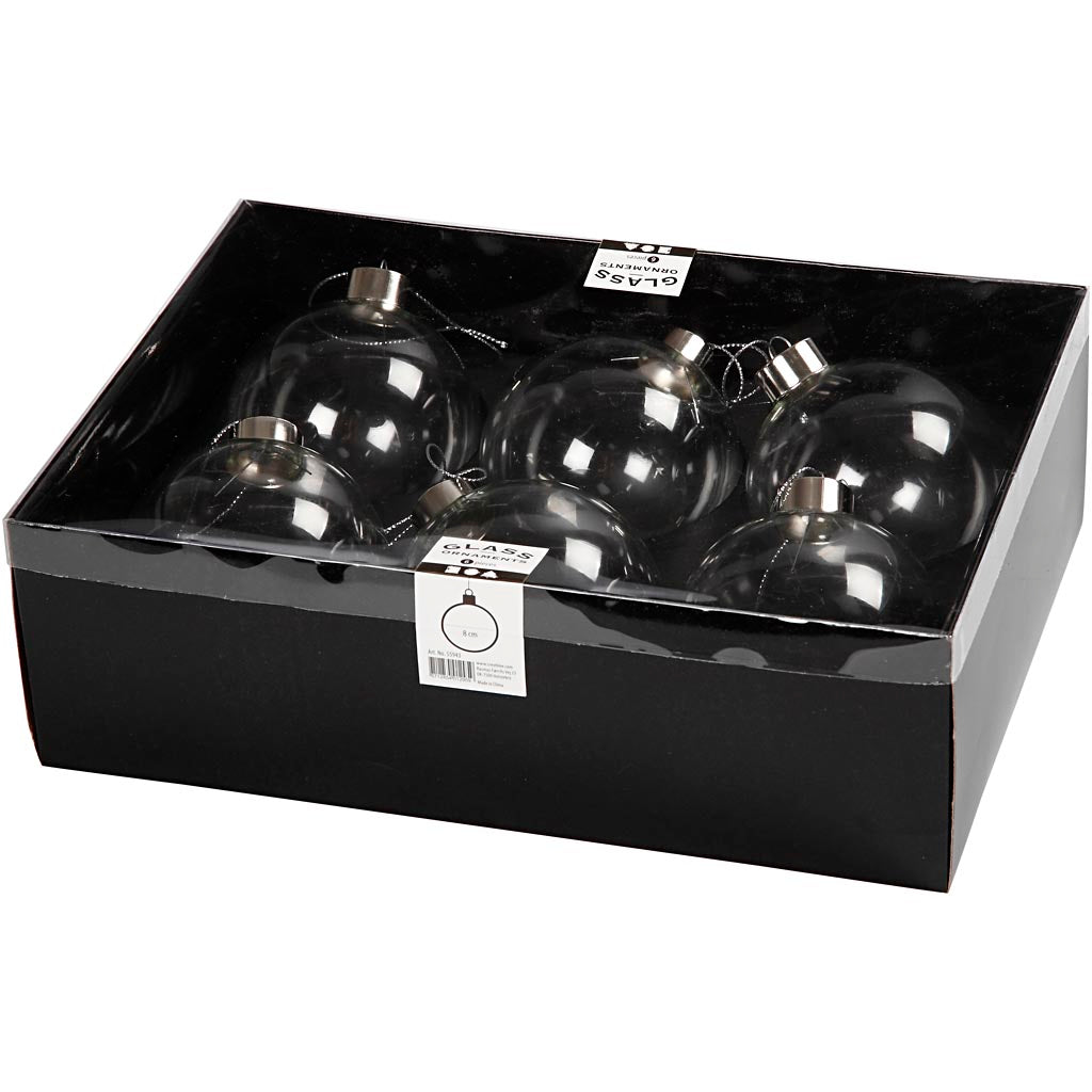 Creativ Company Glasornamente, H: 8,9 cm, T 7,9 cm, transparent, 6 Stück 1 Box