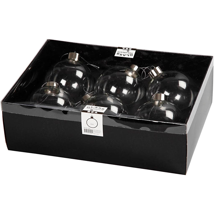 Creativ Company Glasornamente, H: 8,9 cm, T 7,9 cm, transparent, 6 Stück 1 Box