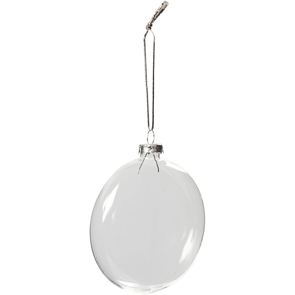 Creativ Company Flachglas-Weihnachtskugel, D 8 cm, Dicke 2,1 cm, 6 Stück 1 Box