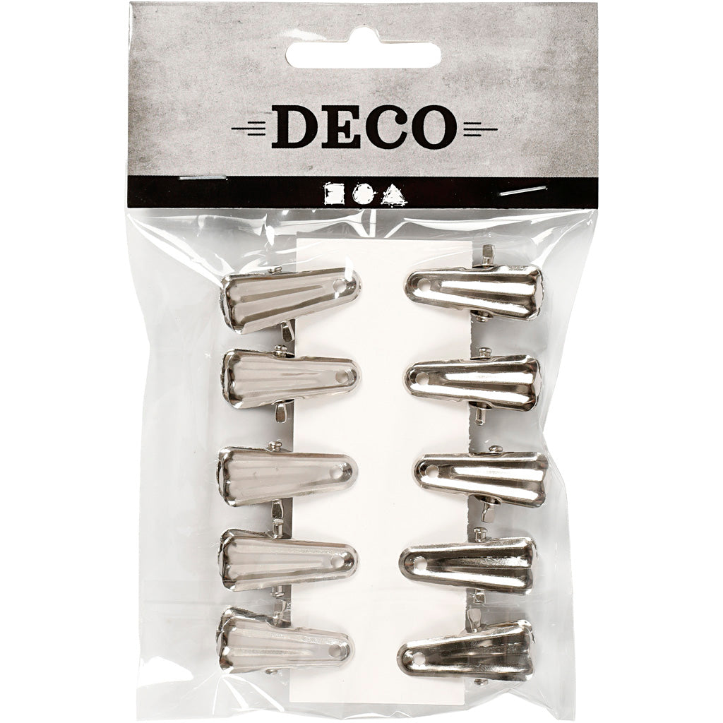 Creativ Company Dekoklammern, L: 27 mm, B: 14 mm, Silber, 10 Stück 1 Box