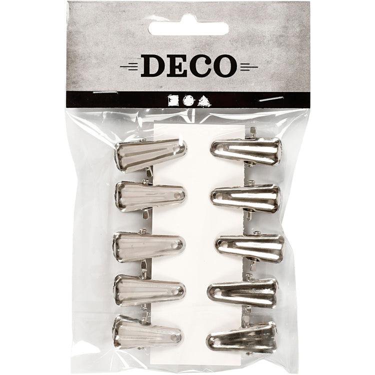 Creativ Company Dekoklammern, L: 27 mm, B: 14 mm, Silber, 10 Stück 1 Box