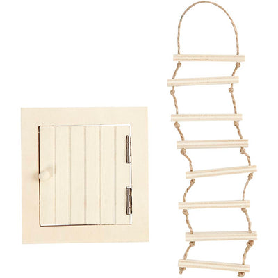 Creativ Company Mini Holzdachbodenleiter und Seilleiter