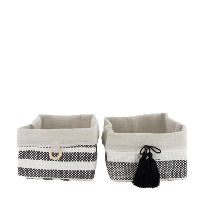 Dijk Natural Collections Korbstoff 18x18x12cm weiß schwarz 2er Set