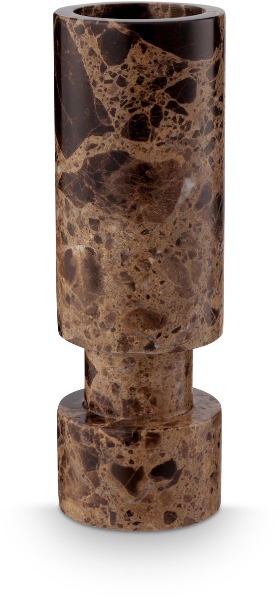 Vtwonen Kerzenständer – Kerzenhalter aus Marmor – braun – 6,5 x 20 cm
