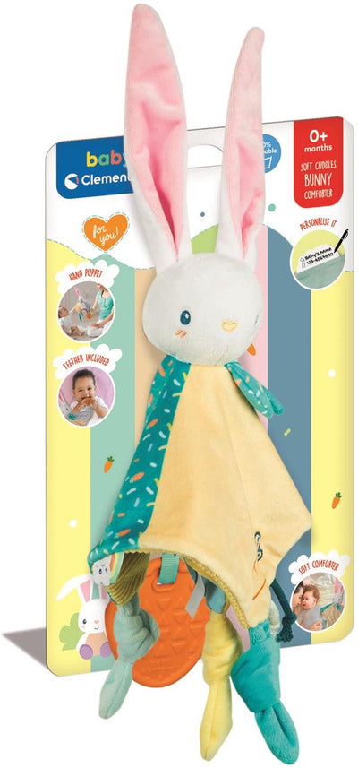 Clementoni – Baby-Schmusetuch Hase – weiches Kuscheltuch – sensorisch – Mutterschaftsgeschenk – ab 0 Monaten