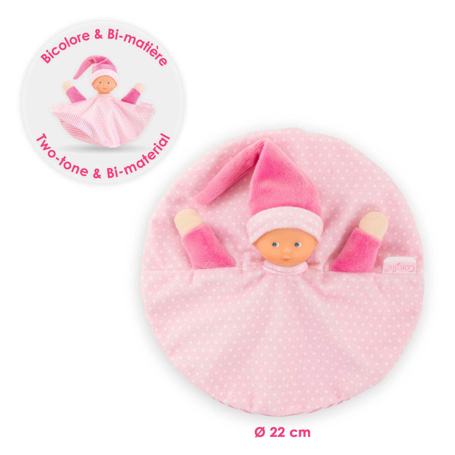 Corolle Tidoudou - Pink Kuscheltuch, 17 cm