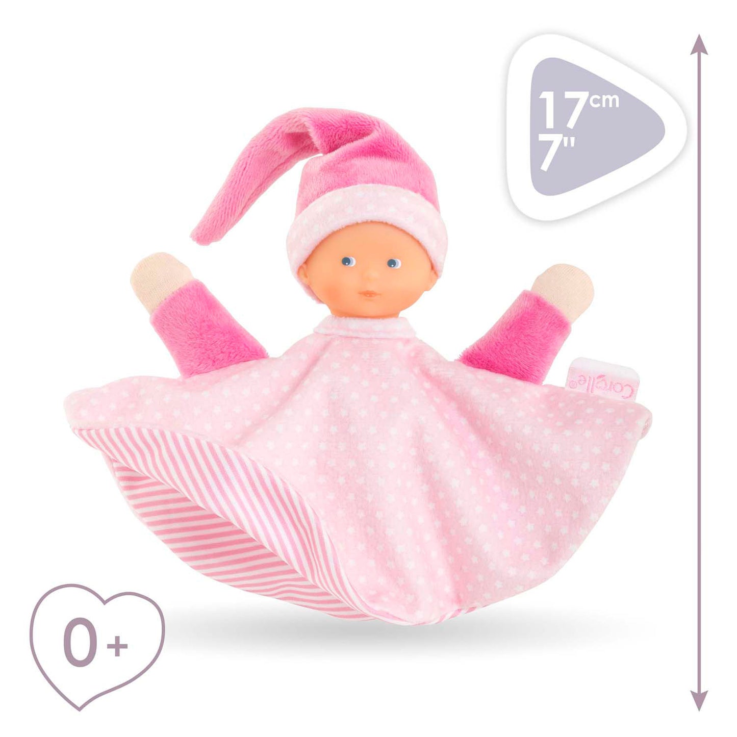 Corolle Tidoudou - Pink Kuscheltuch, 17 cm