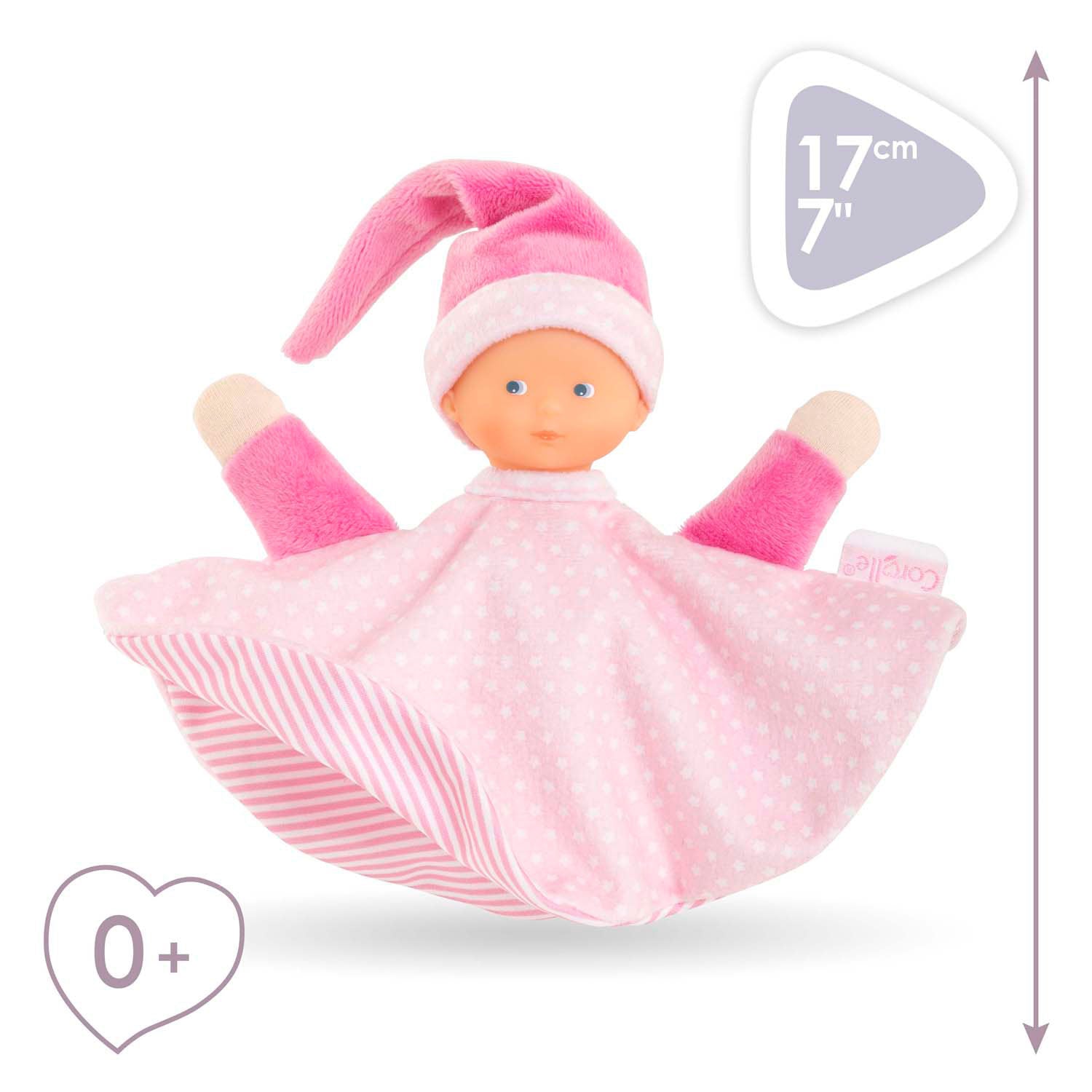 Corolle Tidoudou - Pink Kuscheltuch, 17 cm