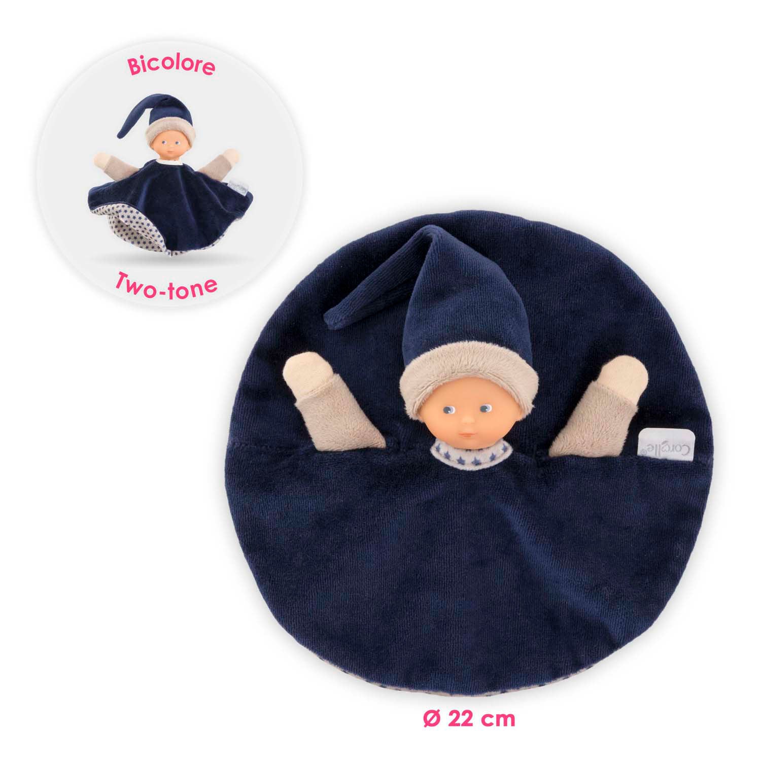 Corolle Tidoudou - dunkelblaues Kuschelstuch, 17 cm