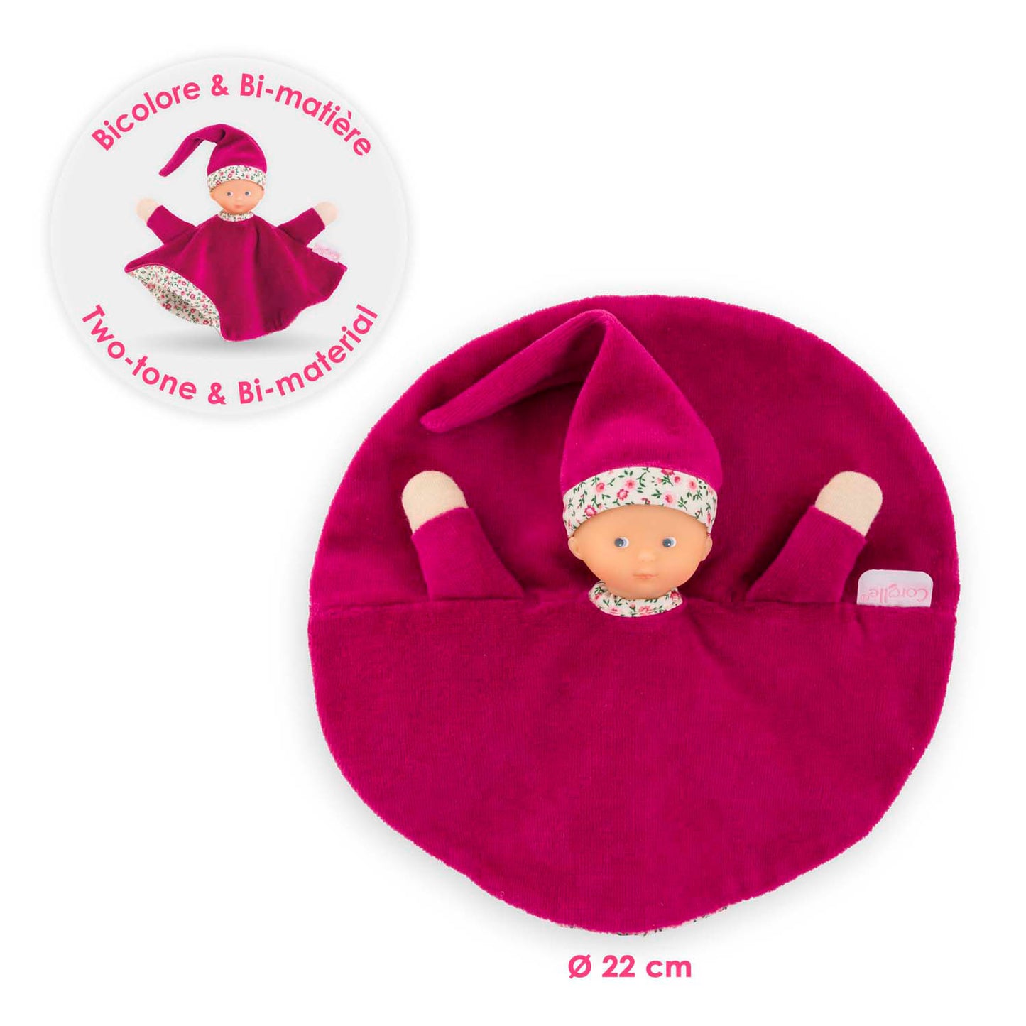 Corolle Tidoudou - Pink Grenadine Kuschelstuch, 17 cm