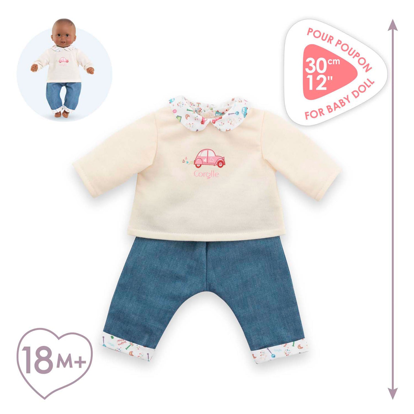 Corolle T-Shirt und Jeans für Babypuppen, 30 cm