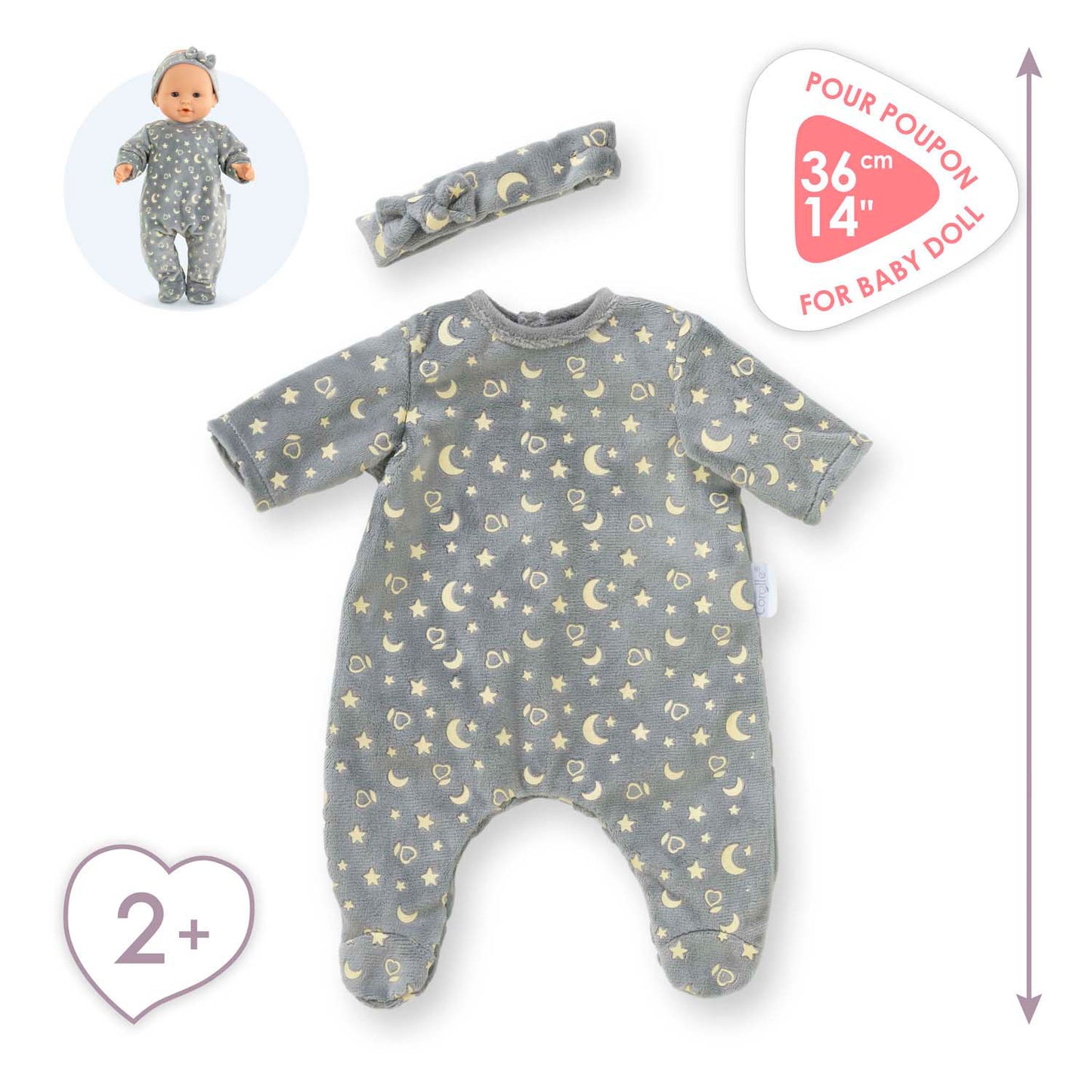 Corolle Dolls Pyjamas Glitzer im Dunkeln und Haarband, 36 cm