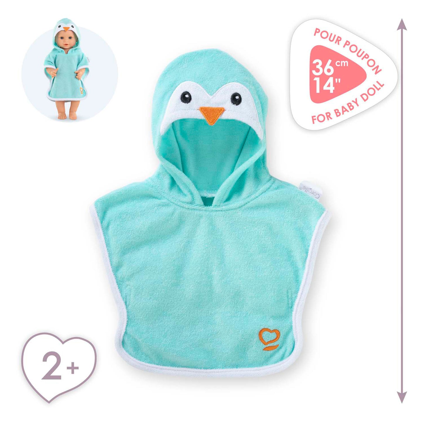 Corolle Badcape für Baby Pop - Penguin, 36 cm