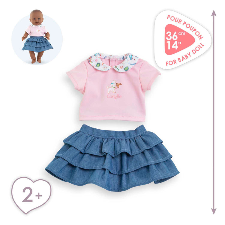 Corolle-Rock mit Rüschen und T-Shirt für Babypuppen, 36 cm.
