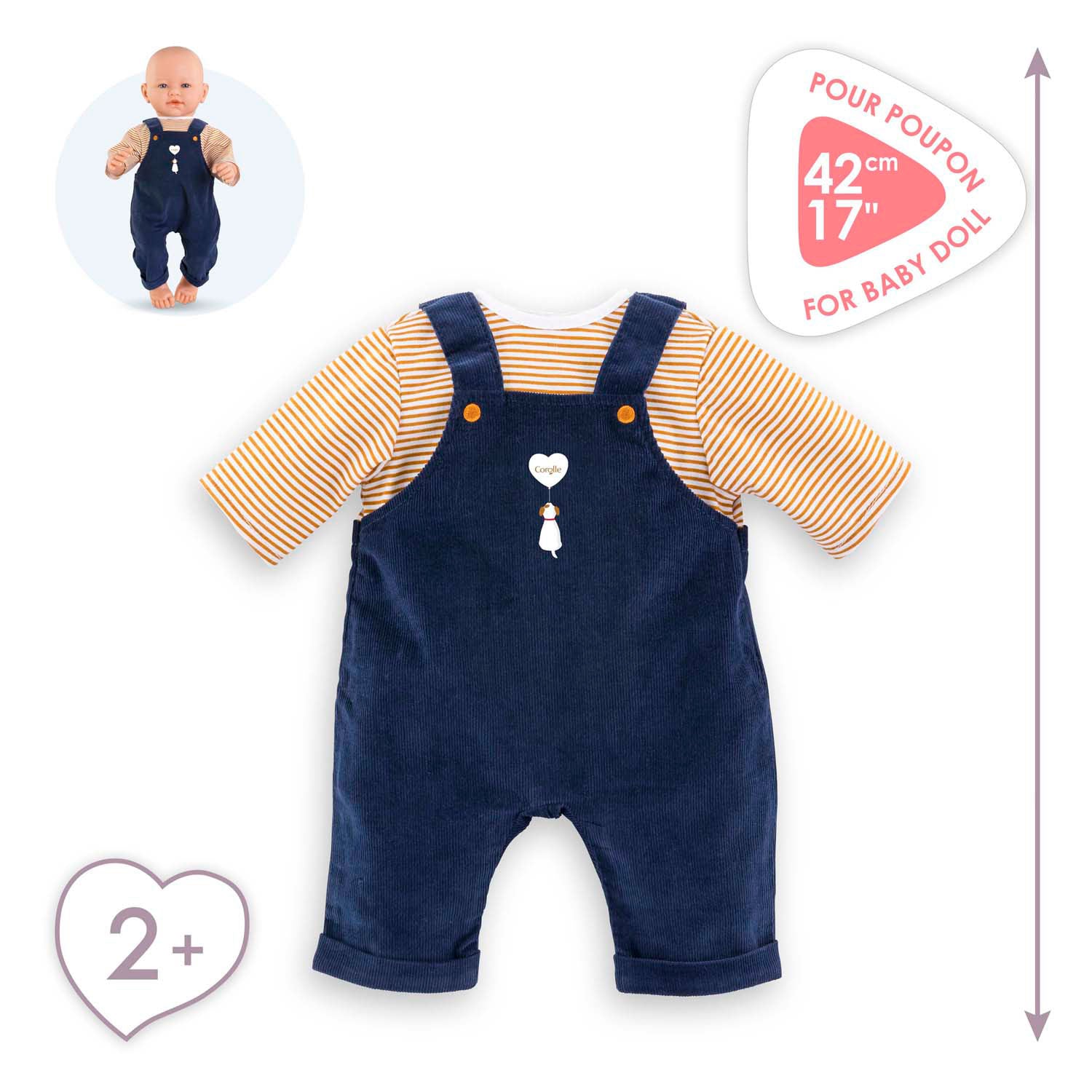 Corolle T-Shirt und Marineblau insgesamt für Baby Pop, 42 cm