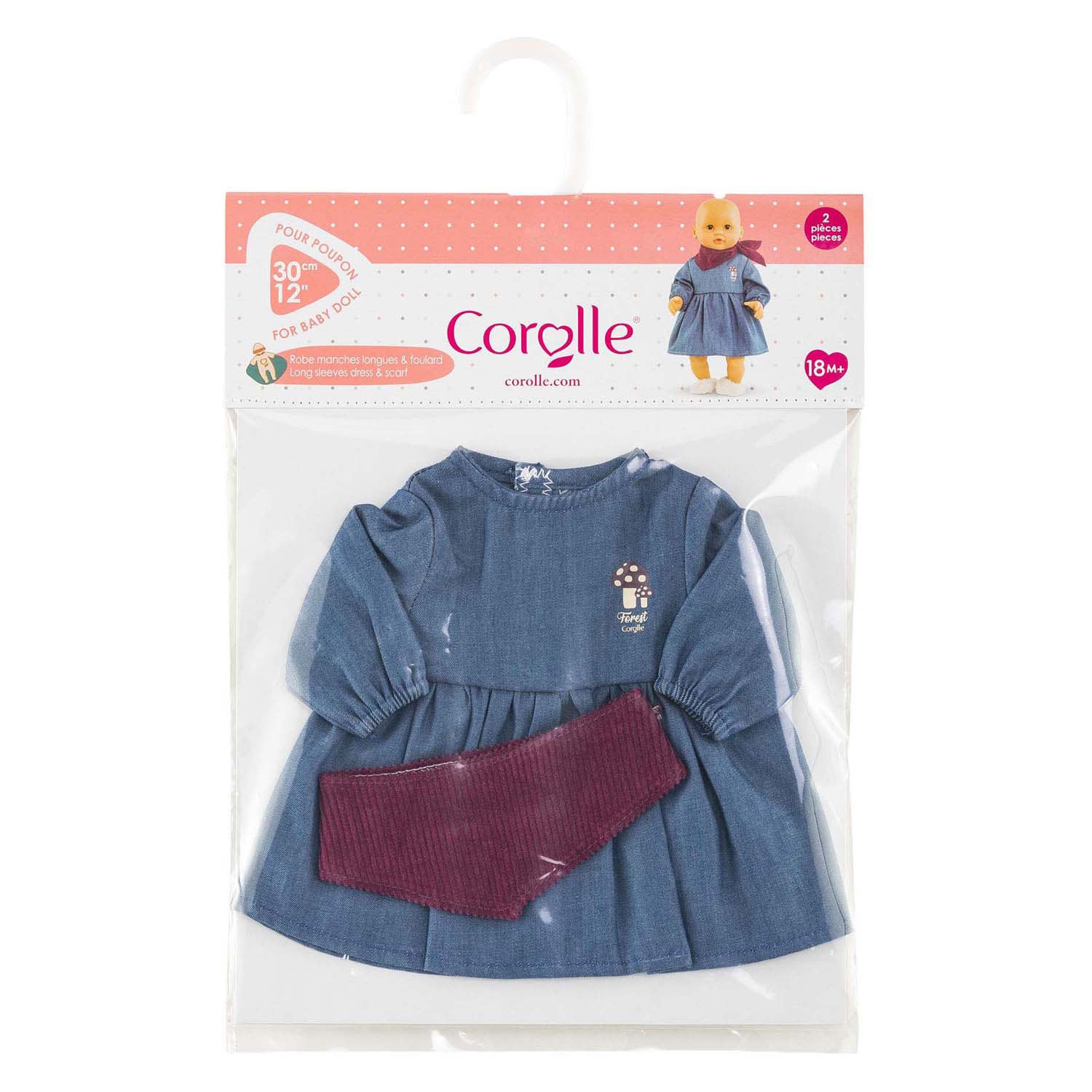 Corolle Jeanskleid mit Schal, kleiner Entdecker – 30 cm