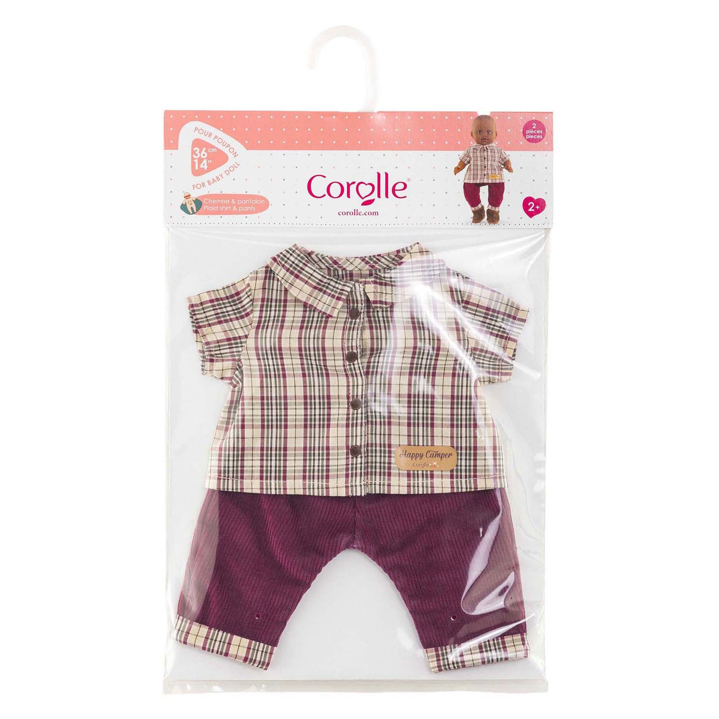 Kariertes Corolle-Hemd mit Hose, kleiner Entdecker – 36 cm