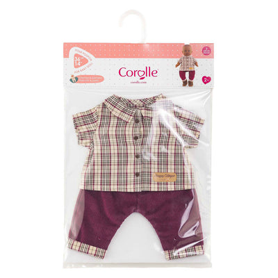 Kariertes Corolle-Hemd mit Hose, kleiner Entdecker – 36 cm